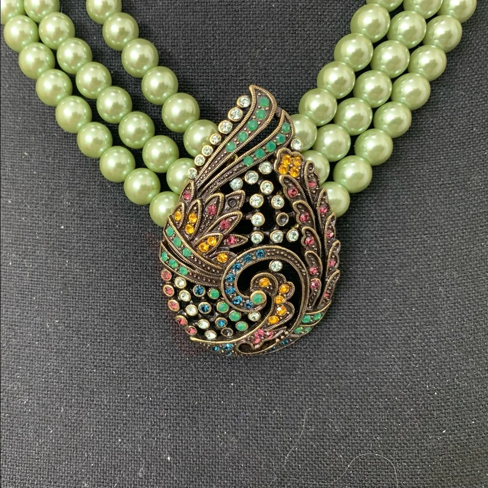 Heidi Daus TEARED TAPESTRY 3 Strand NECKLACE Paisley - Picture 3 of 10